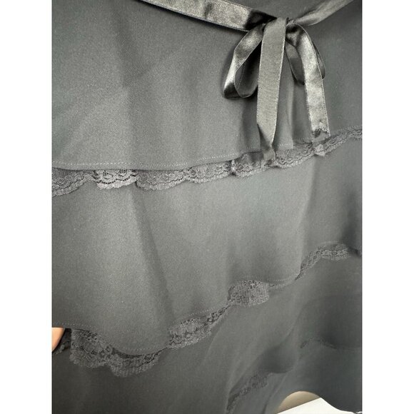 Liz Claiborne Black Tiered Ruffle Lace Dress 8 Soft Romantic Coquette Girl Prep - Picture 3 of 10